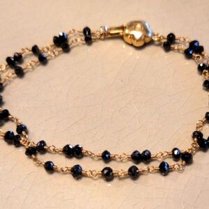 Black Diamond and Gold Chain Bracelet